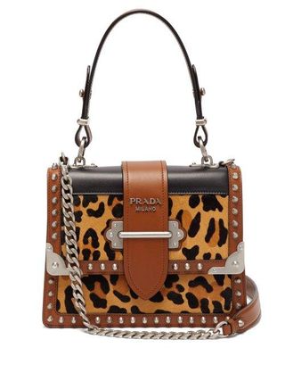 Prada + Cahier Leopard Print and Leather Shoulder Bag