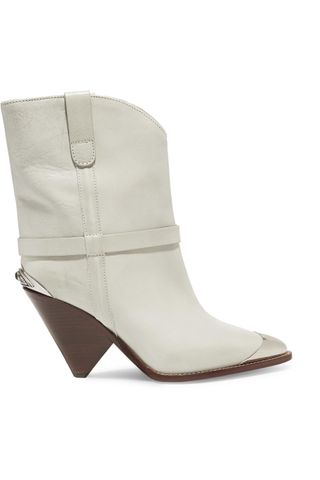 Isabel Marant + Lamsy Metal-Trimmed Leather Cowboy Boots