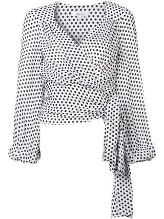 Milly + Polka Dot Wrap Front Blouse