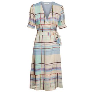 Gestuz + Ambina Multi-Check Wrap Dress