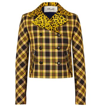 Diane von Furstenberg + Leopard-Print Calf Hair and Checked Twill Jacket