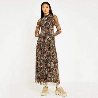 Urban Outfitters + Leopard Print Mesh Maxi Dress