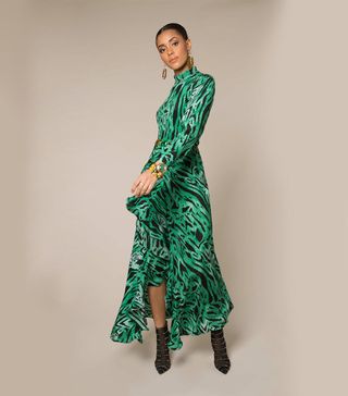 Rixo London + Lucy Open-Back Ruffled Printed Silk Midi Dress