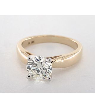 James Allen + 18K Yellow Gold 3.8mm Rounded Cathedral Solitaire Engagement Ring