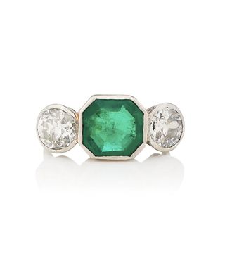 Stephanie Windsor Antiques + Emerald & White Diamond Art Deco Ring