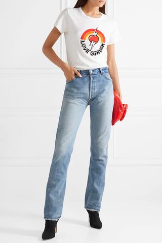 Re/Done + Levi's Distressed High-Rise Straight-Leg Jeans