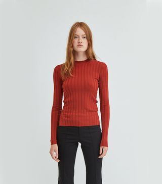 Acne Studios + Carina Merino Crewneck Sweater in Brick Red