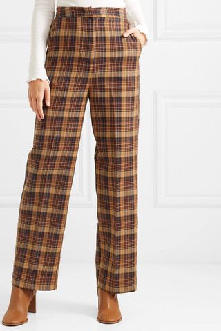 Remain Birger Christensen + Dublin Checked Cotton-Blend Straight-Leg Pants