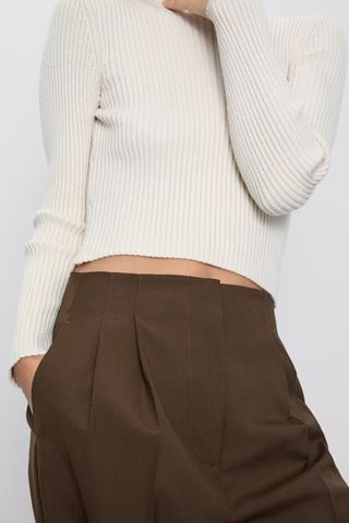Zara + Cropped Ribbed Sweater