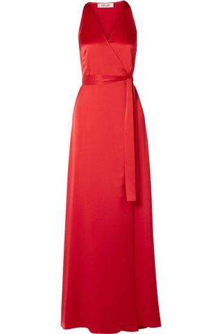 Diane von Furstenberg + Silk-Satin Wrap Maxi Dress
