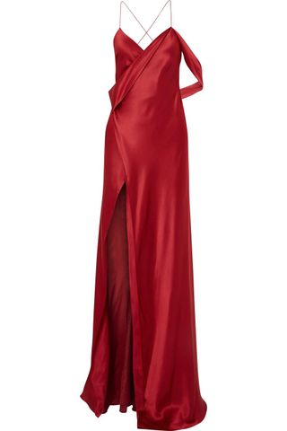 Michelle Mason + Draped Silk-charmeuse Gown