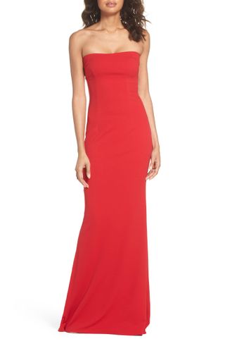 Katie May + Mary Kate Strapless Cutout Back Gown