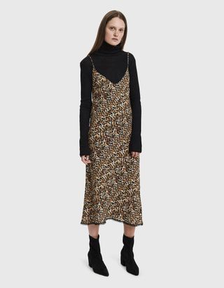 Collina Strada + Barbarella Lace Trim Leopard Print Dress