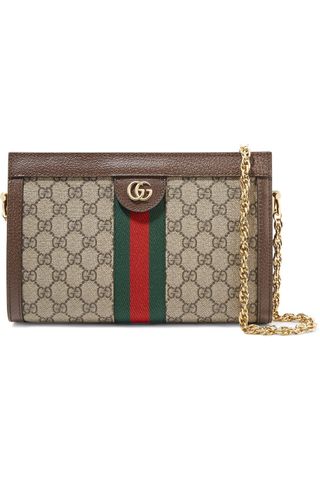 Gucci + Ophidia Textured Leather-Trimmed Printed Coated-Canvas Shoulder Bag