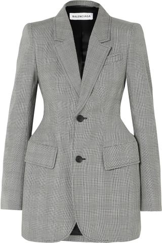 Balenciaga + Hourglass Prince of Wales Checked Wool-Blend Blazer