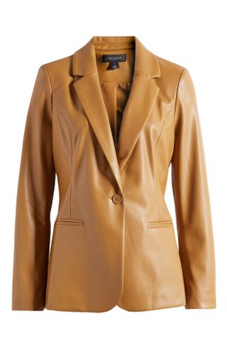 Halogen + Faux Leather Blazer