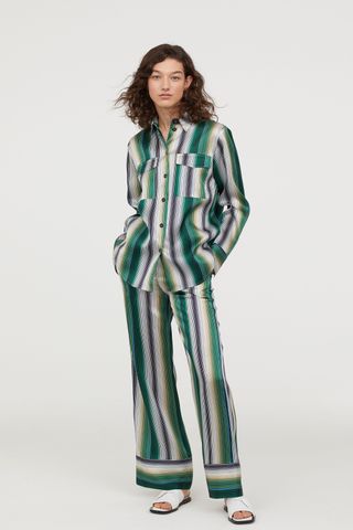 H&M + Striped Silk Shirt