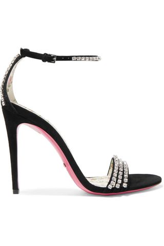 Gucci + Isle Crystal-Embellished Suede Sandals