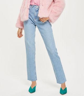 Topshop + Bleach Raw Hem Straight Leg Jeans