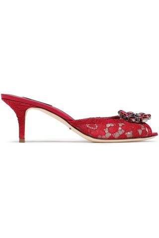 Dolce & Gabbana + Embellished Corded Lace Sandals