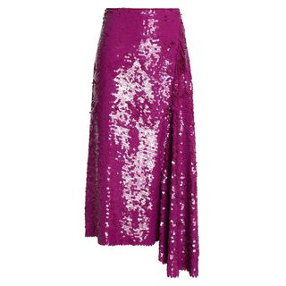 Emilio Pucci + Draped Sequined Silk Midi Skirt