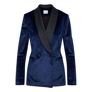 Iris and Ink + Alice Double-Breasted Satin-Trimmed Velvet Blazer