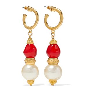 Ben-Amum + 24-Karat Gold-Plated Stone and Faux-Pearl Earrings