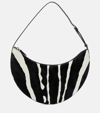 Alaïa + Half Moon Zebra-Print Shoulder Bag