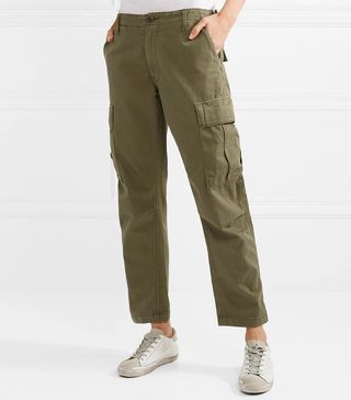 Re/Done + Cropped Cotton-Twill Pants