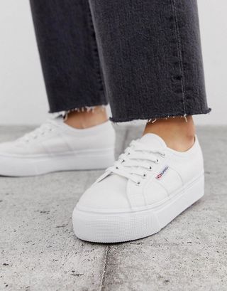 Superga + White Flatform Sneakers