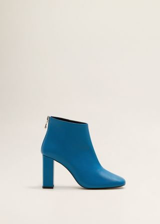 Mango + Heel Leather Ankle Boots
