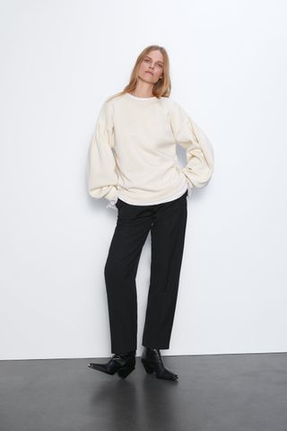 Zara + Balloon-Sleeve Sweatshirt