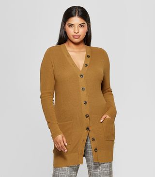 Who What Wear + Long Sleeve Button Detail Cardigan