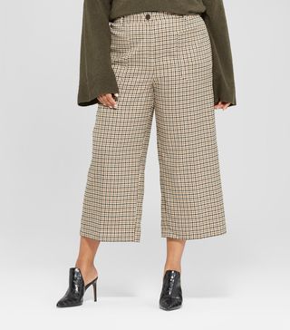 Who What Wear + Plaid Wide Leg Cropped Suiting Pants