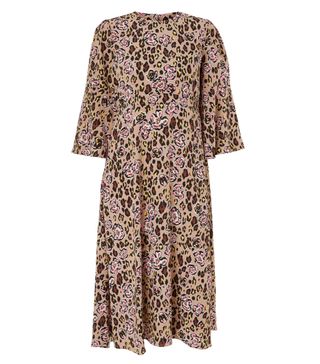 Somerset by Alice Temperley + Leopard Floral Midi Dress in Black/Multi