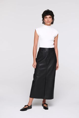 Aligne + Greta Leather Midi Skirt