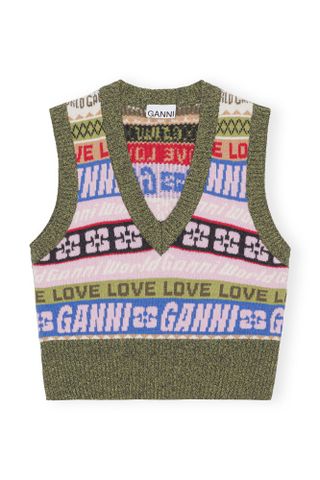 Ganni + Graphic V-Neck Vest