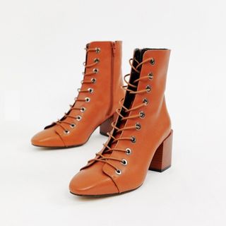 ASOS + Rowena Leather Lace Up Boots