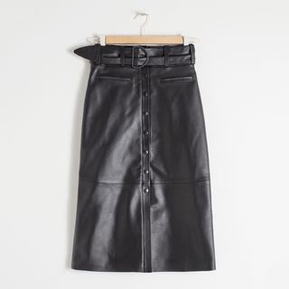 & Other Stories + Belted Leather Midi Skirt