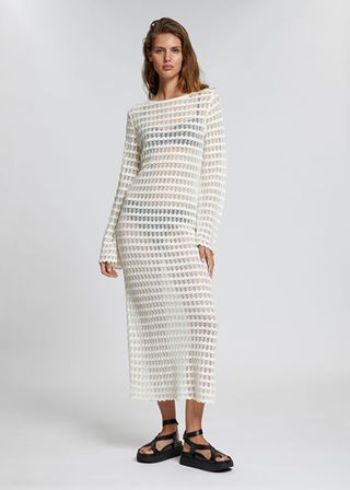 & Other Stories + Open Tie-Back Pointelle Knit Dress