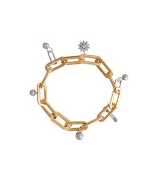 Burberry + Crystal Charm Gold and Palladium-Plated Bracelet
