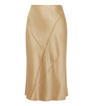 Vince + Paneled Silk-Satin Midi Skirt