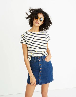 Madewell + Stretch Denim Straight Mini Skirt in Arroyo Wash: Button-Front Edition