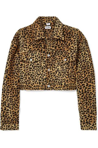 Re/Done + Cropped Leopard-Print Velvet Jacket