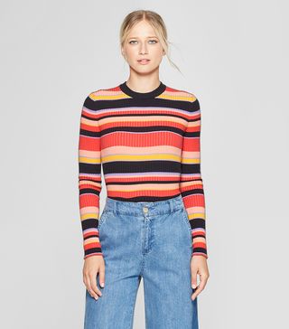 Who What Wear x Target + Striped Long Sleeve Crew Sweater