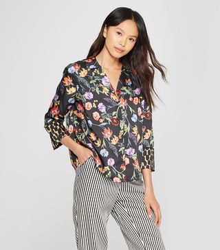 Who What Wear x Target + Floral Print Long Sleeve Pajama Shirt Jacket