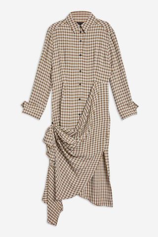 Topshop + Checked Gathered Shirt Dress by Boutique