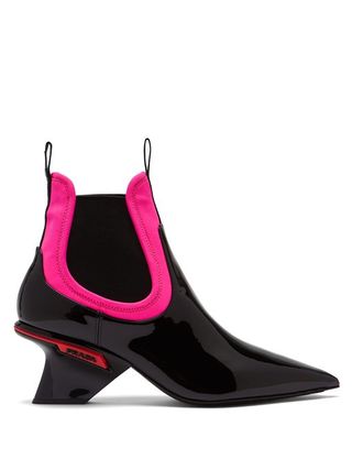 Prada + Neoprene and Patent Leather Ankle Boots