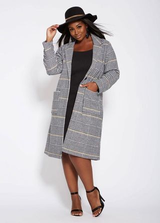 Ashley Stewart + Menswear Plaid Longline Coat