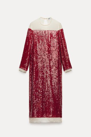 Zara + Sequinned Chiffon Dress